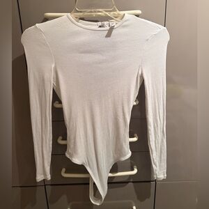 American Apparel White Backless Ribbed Bodysuit